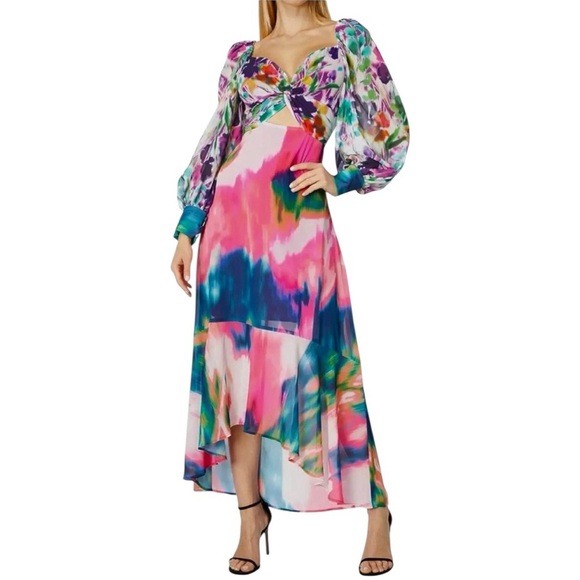 NWT One33 Social Printed Flounce Hem Dress Size 4 - Picture 5 of 14